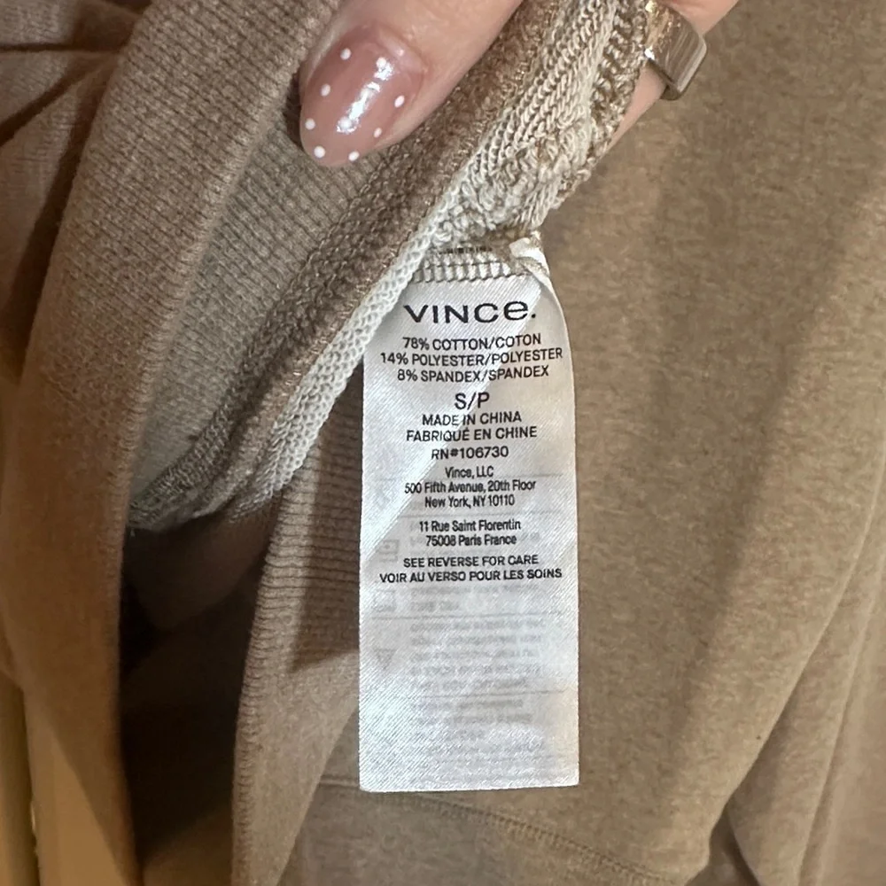 Vince Tan Brown Cotton Blend Crewneck Sweater Size Small
